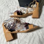 Rebecca Minkoff  Tan Sandals Size 9 Neutral Resort Strappy Laces Pom Pom Coastal Photo 6