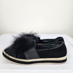 Sondra Roberts Romy Slip on Shoes Black Suede Furry Pom Pom Flats Sneakers Sz 9 Photo 5