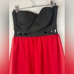 Mod Modele Strapless High Low Dress Small Black Red Chiffon Formal Party Gown Photo 4