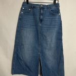 OAT New York Blue Denim Midi Skirt with Front Slit Size 10/30 Photo 1