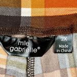 Mlle Gabrielle  Women’s Fall Orange Yellow Plaid Pull-on Leggings 2X Photo 4