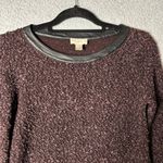 Loft Sweater Womens XS Maroon Crew Neck Long Sleeve Fuzzy Sweater Photo 3