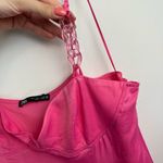 ZARA NEW  Pink Satin Corsetry Mini Babydoll Dress Sz Large Chain Strap Photo 6