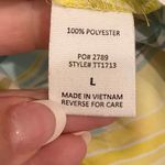 Stitch Fix Satin Blouse Tie Front Statement Sleeves Yellow Green Aqua L 70s Photo 7