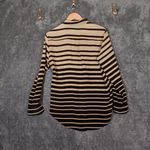 J. McLaughlin  Silk Tan Black Striped Button Blouse Womens Large Photo 3