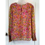 Terra & Sky Terra Sky Floral Print Smocked Neck Long Sleeve Blouse Women's 1X Pink Orange Photo 1