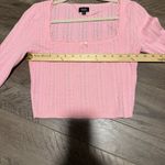Beverly and Beck Zinnia Pink Pointelle Square Neck Lace Trim Cropped Long Sleeve Size M Photo 5