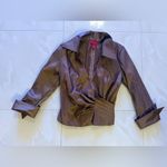 JS Collections JS Collection  layered Sleeve with cuff Jacket Blazer Brown Satin retro size 10 Photo 1