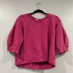Anthropologie By Hot Pink Cropped Elbow Sleeve Sweatshirt XS Photo 0