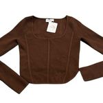 PROMISE cropped brown square neck sweater Photo 1