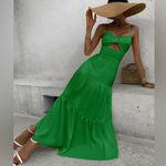 SheIn Green Twist Front Cut Out Ruffle Hem Maxi Cami Dress Photo 7