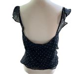 ZARA Basic Black Polka Dot Ruffle Chiffon Top - Size L Romantic Coquette Photo 1