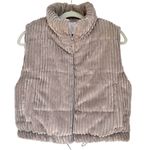 Stoosh  Ribbed Cropped Puffer Vest Large Neutral Greige Photo 0