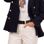 Ralph Lauren Vintage  Navy Double Breasted Wool Blazer Peak Lapel Gold‎ Buttons 6 Photo 0