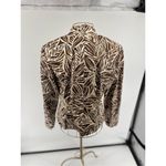 ANTHRACITE BROWN WHITE PRINT BUTTON FRONT LONG SLEEVE JACKET Women’s Size 8 Photo 8