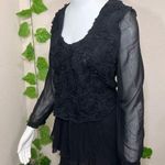 Pretty Angel  Rose Black Pleated Silk Dress Photo 7