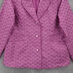 Susan Graver  Purple Embroidered Floral Scallop Notch Cotton Jacket Blazer Small Photo 3