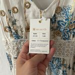 ANANTA S/M Blue Gold Metallic Lace Trim Boho Maxi Dress Made in India 25120 Size undefined Photo 3