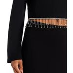 AQUA  Black Long Sleeve Rhinestone Fringe Crop Top‎ Womens XS Photo 3