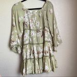 Jaase  off shoulder mini dress size Medium‎ green floral Photo 7