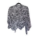 Yumi Kim Open Front Draped Silk Blazer Jacket Large Black White Corpcore Career Photo 9