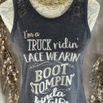 Maurice's  Women’s Small Gray Lace Trim Graphic Tank Top Country‎ Concert Vibe Photo 5
