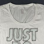 Nike Womens S White Scoop Neck Just Do It Short Sleeve Athletic Cut Tee T-shirt Photo 2