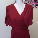 Amazon Angvns  dark red ruched open sleeves maxi dress Photo 1