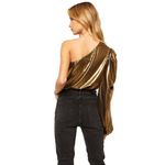 MISA Los Angeles Misa One Shoulder Body Suit Gold Lame Photo 2
