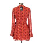 One Way  Wrap Around Paisley Mini Dress Long Sleeves Red/Orange 12 Photo 7
