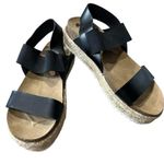 Big Buddha  Sandals Women’s Size 9 Black Jute Platform Open Toe Chunky Shoes Photo 3