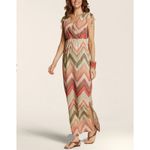 Chico's Womens Tessa Chevron Knit Maxi Dress Sz 1 (S) Crochet Stretch Boho Retro Photo 15