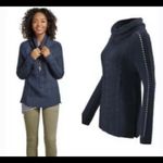 CAbi 3168 Navy Cable Knit Cowl Neck Sweater Photo 2