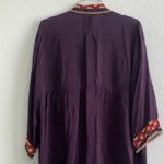 Johnny Was heavily embroidered Artesian deep plum 3/4 sleeve button up blouse Photo 1