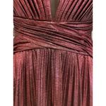 Mac Duggal IEENA FOR Pink Ruffle Sleeve Cutout Pleated Metallic Gown Photo 10
