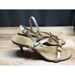 Tory Burch Kailey Bow Kitten Heels Women's 7 Tan Leather Open Toe Slingback Photo 1