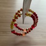 Free People  Panama Acrylic Glass Stone Beaded Hoops - Desert/Red‎ - NWT Photo 5