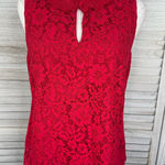 J.Crew  Women's Red Lace Ruffle Neck Sleeveless Blouse-Small Photo 0