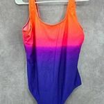 basic editions Orange Purple Swimsuit Swimwear One Piece Size 16 Photo 0