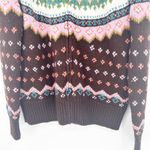 Moda International Womens Wool Blend Fair Isle‎ Knit Full Zip Cardigan Sweater L Brown Size L Photo 2