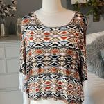 Romeo + Juliet Couture  Top Aztec Tribal Earthy Hippie Tassel Shirt Womens Medium Photo 1