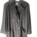 Ten Eleven Vintage 90s Size XL 70% Wool Grey Double Breasted Trench Coat Gray Photo 1