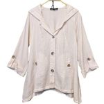 Jones New York Linen Hooded Button Up Front Beach Relaxed Fit Lightweight Jacket Photo 0