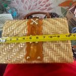 Vintage Woven Purse Bag Amber Lucite and Gold Tone Made in British Hong Kong Photo 11