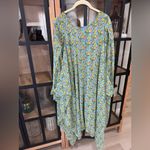 ASOS swimsuit kaftan coverup long maxi dress print shoulder cutout mint hearts Photo 1