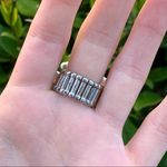 Silver & Purple Elastic Band Flower Ring w/ Faux Pearls & Diamond Gems Photo 3