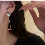 Santa Claus Threader Earrings Cute Retro‎ Asymmetrical Climbing Santa Claus Gold Photo 6