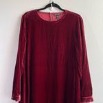 Eileen Fisher Dress Deep Cranberry Silk Blend Velvet Long-Sleeve Dress Sz XS NWT Photo 6