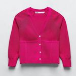 ZARA Pink Cropped Cardigan Sweater Photo 3