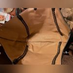 BCBG Paris Womens Black Tan Gold Reversible Leather Chain Tote Bag Photo 4